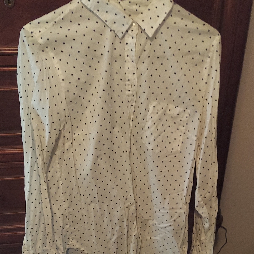 J. Crew White Shirt with Black Dots